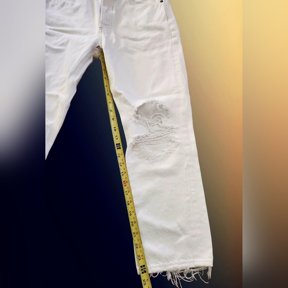 Agolde Jeans Size 29 "Riley" High Rise Straight Crop White Distressed Ripped - Picture 10 of 13